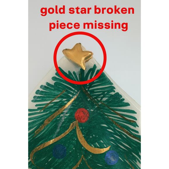 Vintage Italian Hand-Painted Ceramic Christmas Tree Platter · 4-Section - Picture 2 of 8